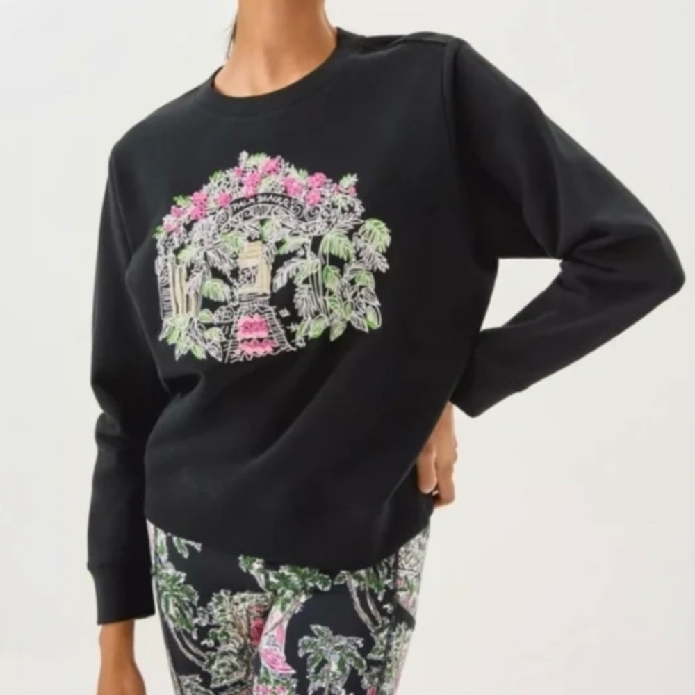 Lilly Pulitzer Ballard Sweatshirt. Color: Noir Palm Beach Toile XL or XXL - New